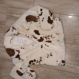 Willow And Root Cow Print Faux Fur Jacket Nwt